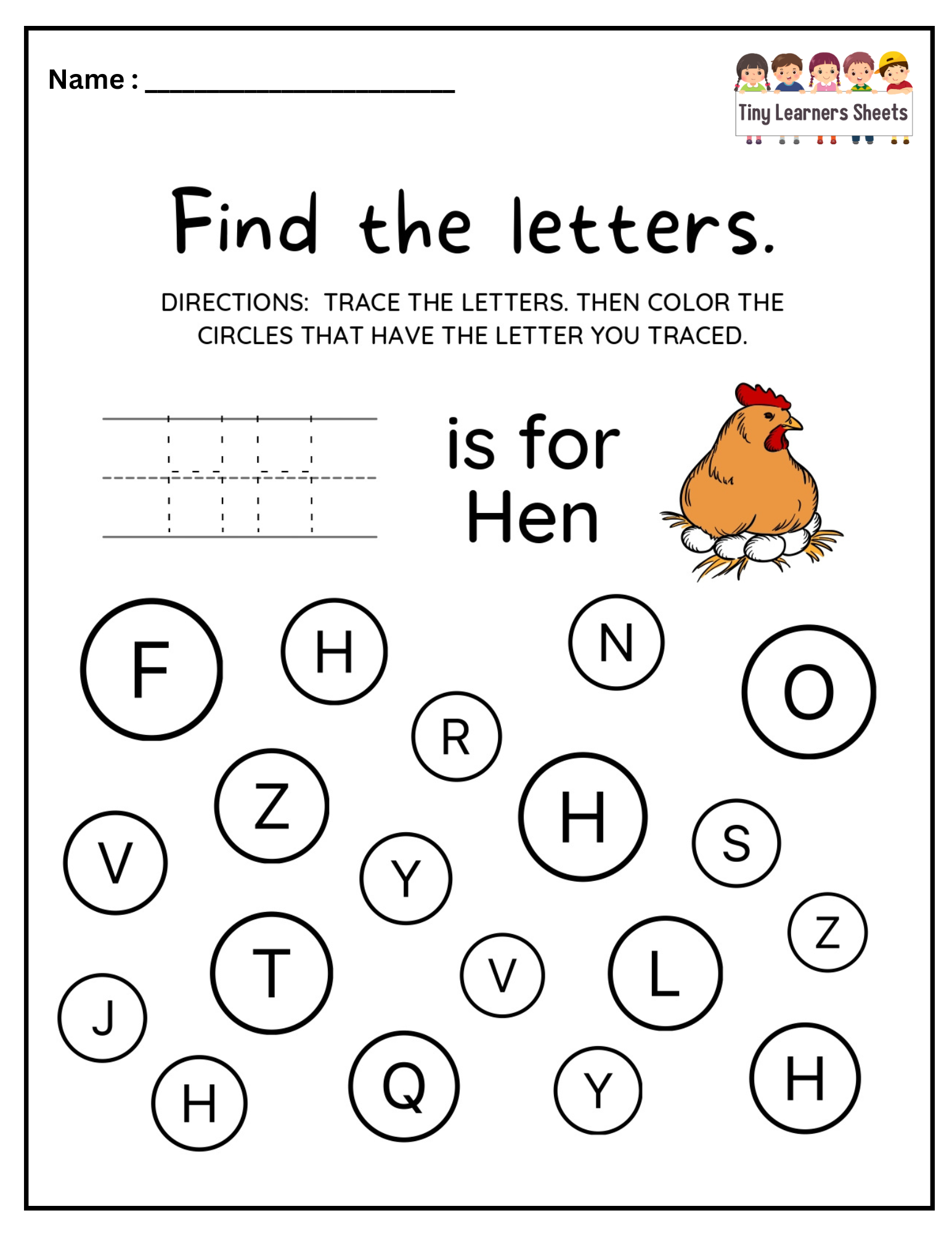 Find Letter H worksheet